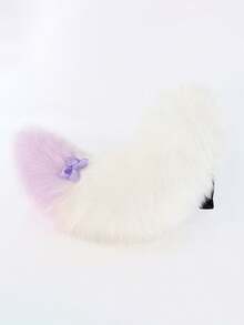 Fox Tail Costume Cosplay Handmade Animal Tail Plush Fluffy Tail Multi-Color Simulation Dog Tail Lolita Fox Comic Exhibition Accessories Halloween Party Cute Accessories - Trắng tím - Xem 1