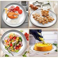 1pc/3pcs, Stainless Steel Pizza Pan, Pizza Mold, Round Baking Pan, Various Sizes, Non-Stick Pizza Baking Pan, Shallow Narrow Edge Round Baking Pan, Fast Heat Conduction Pizza Mold, Suitable For Oven, Very Suitable For Birthday Parties And Home Baking Utensils.