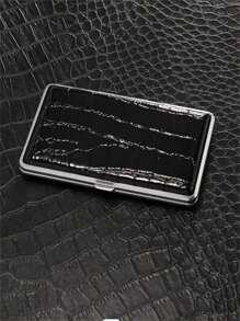 1 Peça Estojo de Cigarro Metálico e de Couro Fino e Longo com Capacidade para 20 Cigarros, Espessura de 5,5 mm, Design de Flip-Top Moderno