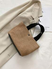 大号黑色波西米亚风编织手提包，适合海滩、露营和户外活动，采用耐用面料制成，磁扣闭合，是女性冒险、海滩旅行和波西米亚风格穿搭的理想之选。