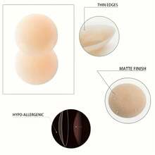 1 Pair Of Silicone Breast Stickers, Women's Anti-Bump Invisible Breast Stickers, Seamless Wedding Dress Sling Breast Stickers, Summer Ultra-Thin Anti-Exposure Solid Breast Stickers - Nước da - Xem 5