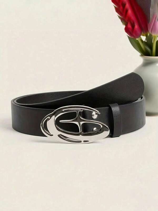 1 قطعة إبزيم حزام أسود بتصميم نجمة ثلاثية الأبعاد على الطراز الرجعي لموسم الخريف والهالوين للنساء