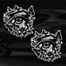Pegatinas de coche de vinilo con silueta de ojos creativos y mariposa floral - Pegatinas de material similar a cristal y metal con efecto de piedras preciosas para vehículos y accesorios del hogar, camiones, vehículos todoterreno, puertas, ventanas, decoración trasera. El mejor regalo