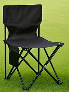 1 pieza Silla de camping plegable ultraligera con múltiples bolsillos - Estructura de aleación de hierro, diseño portátil, ideal para playa, pesca, picnic, conciertos y senderismo, mueble de camping, diseño de media luna, adecuado para camping, picnic, pesca, senderismo, playa y talla grande ocasiones