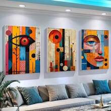 Set Of 3 Bohemian Art Deco Abstract Art Canvas Posters, Modern African Fashion Wall Art Posters, Frame Option, Canvas Wall Decor For Living Room, Bedroom, Dining Room - 白色 - 查看 3
