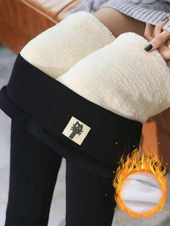 Women's Thermal Lined Thick Leggings, Warm Winter Casual Sports Pants, High Waist Workout Pants, Running Trousers