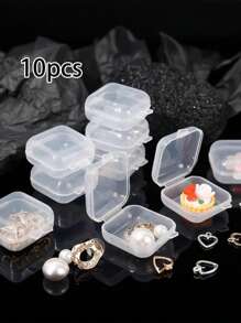 100/5pcs Transparent Jewelry Storage Box, Earplug Storage Box, Plastic Mini Storage Box, Portable Jewelry Box, Flip Cover Packaging Storage Box, Suitable For Small Items Storage, Portable Jewelry Storage Box