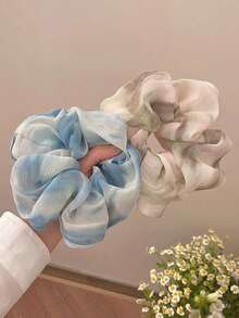 3条扎染发圈，柔软甜美，多功能发绳，可作发髻配饰，适合返校、洗脸、运动、居家美妆等场合，女士配饰礼品，马尾辫发饰，弹性发带 - 彩色 - 查看 6