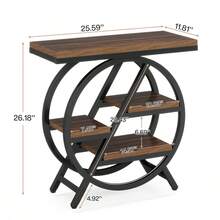 LITTLE TREE Industrial Side Table,  4-Tier Narrow End Table With Storage, Geometric Metal Frame Wooden Sofa Side Table, Modern Style Bedside Table For Living Room, Home Office, Bedroom, Rustic Brown - Rustic Brown - View 3