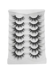 Ouye3 蓬松猫睫毛 7 对套装假睫毛条 睫毛，睫毛，睫毛，假睫毛 - 黑色 - 查看 6