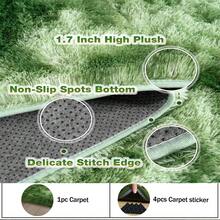 1pc Ultra-Soft, Comfortable And Fluffy Living Room Carpet, Bedroom Indoor Carpet, Fluffy Faux Fur Carpet, Home Decoration, Which Can Be Used In Bedrooms, Living Rooms, Corridors And Other Indoor Areas. - 紮染綠 - 查看 6