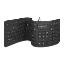 Foldable Silicone USB Wired Standard Waterproof Rollup Portable Computer Keyboard For Business Trip For PC Notebook Laptop, Full Size - màu đen - Xem 2