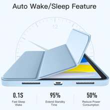 IPad Tablet Case Compatible With IPad (A16) 11th Generation Case 11 Inch 2025, For IPad 10th Generation Case 10.9 Inch 2022 With Pencil Holder, Slim Trifold Stand Protective Cover With Soft TPU Back, Sky Blue