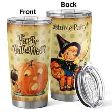 A Halloween Element Pumpkin Witch Pattern Stainless Steel Car , Easy To Carry, Large Capacity, Suitable For Travel, Car, Student Water Cup, Halloween Holiday Gifts - Multicolor - View 10