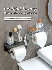 Toilet Paper Holder, Bathroom Tissue Box Wall Mounted, Luxury Glacier Texture Toilet Paper Dispenser, Suitable For Bathroom, Kitchen, Hotel