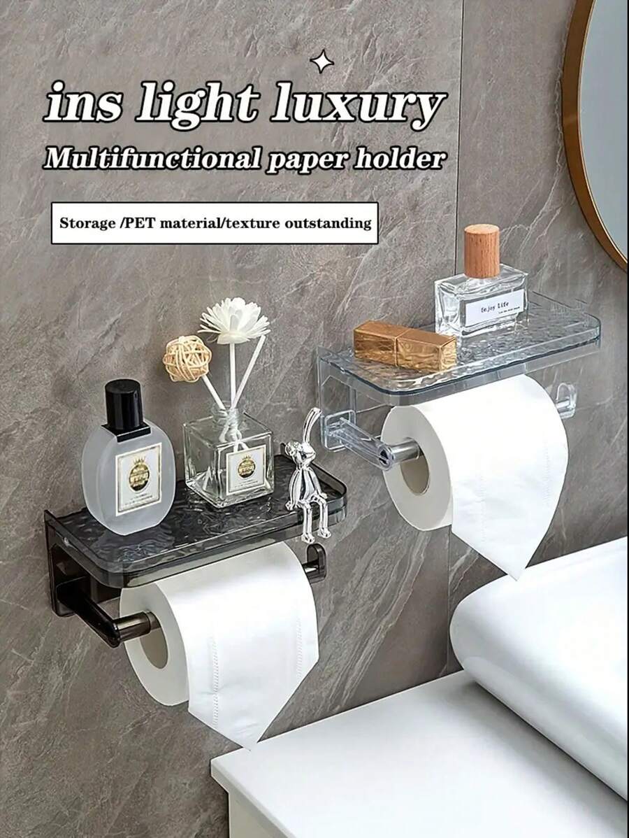 Toilet Paper Holder, Bathroom Tissue Box Wall Mounted, Luxury Glacier Texture Toilet Paper Dispenser, Suitable For Bathroom, Kitchen, Hotel