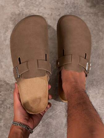 男士穆勒鞋，新款复古一脚蹬休闲鞋，宽松舒适，包头平底穆勒鞋，配有可调节绑带，秋冬季加垫款，四季皆宜无垫款