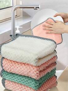 1 pièce/5 pièces Serviettes épaisses, douces et absorbantes, réutilisables, lavables en machine, convenant pour la cuisine, la salle de bain, la voiture, les fenêtres, les fournitures de nettoyage, le nettoyage de la maison, le nettoyage de la cuisine, le nettoyage de fête