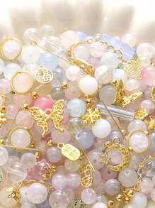 50克/包混合玻璃珠金属饰品隔珠适用于珠宝制作DIY手链项链脚链特殊手工工艺用品 - 混款珠金色配件 - 查看 12