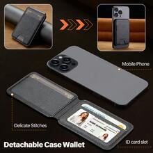 LC.IMEEKE 1个PU皮革磁性钱包卡包支架配件，兼容 16/15/14/13/12 Pro/Pro Max/Plus/Mini - 黑色 - 查看 7