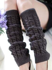 1pair Plush With Wool Fried Dough Twists Socks Knitted Wool Warm Leg Boots
