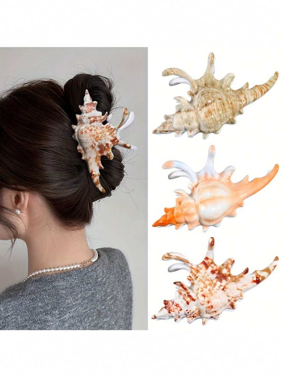 1 szt. Elegancka spinka do włosów z muszlą, modna, wysokiej jakości spinka do włosów, odpowiednia na co dzień, na Dzień Matki, powrót do szkoły, Święto Dziękczynienia, Boże Narodzenie, Nowy Rok, Walentynki, karnawał, prezenty festiwalowe, akcesoria do włosów, spinka do włosów dla kobiet, jesienne akcesoria, jesienno-zimowe stroje wakacyjne dla kobiet