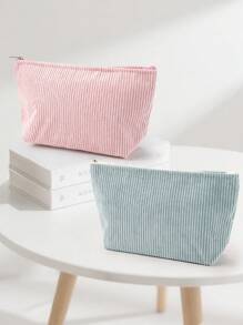 1/2 件新款简约时尚清新灯芯绒化妆包，返校必备便携式化妆包，多功能铅笔盒，化妆刷架适用于宿舍和旅行返校用品 - 彩色 - 查看 24