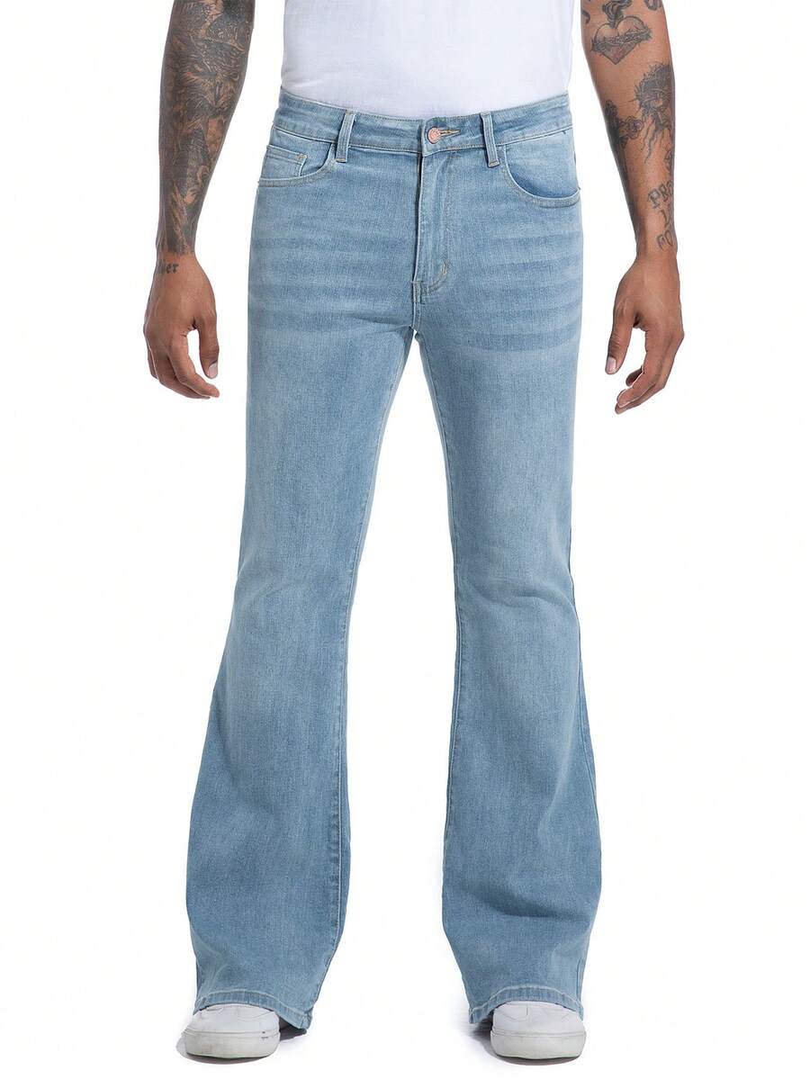 Men's Bell Bottom Jeans 60s 70s Outfits For Men,Mens Bell Bottoms Pants Flare Jeans Light Blue - Rửa nhẹ - Xem 1