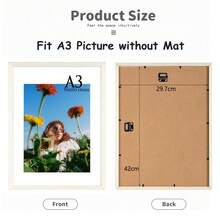 1pc White Solid Wood Photo Frame, Modern Home Decor, Suitable For 30*40cm A3 A4 Wall Hanging Poster Picture Frame