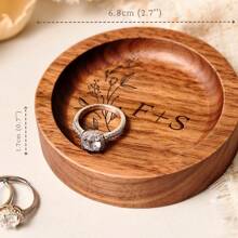 1 Piece Personalized Custom Small Round Ring Tray, Personalized Jewelry Box, Wedding Engagement Gift For Her/Him, Engraved Wooden Ring Tray, Custom Wedding Ring Holder, Personalized Choice, Unique Gift For Engagement And Wedding, Couple Gift