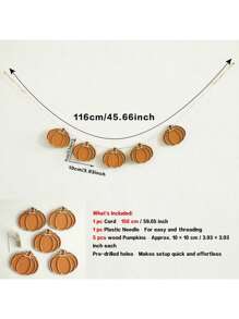 1pc Halloween Pumpkin Garland Banner With Black And Orange Beads, Wooden Fall Decor For Thanksgiving Party Home Wall Decoration, Autumn Holiday Decoration Home Decor Halloween Decor Room Decor