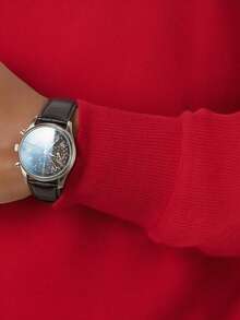 Men's Solid Color Long Sleeve Casual Fitted Turtleneck Sweater - Red - View 5