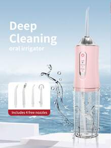Rechargeable Portable Handheld Cordless Tooth Cleaner, Electric Water Flosser Oral Irrigator With 3 Modes And 4 Nozzles For Home Oral Care, Power Dental Flossers For Home Oral Care Multi-Color Festivals Gift Options