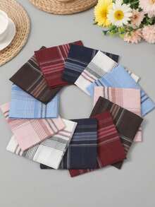 24 pezzi Fazzoletti classici da uomo in poliestere assorbente a quadri, stile retrò sottile adatto per anziani e donne anziane, panno per asciugare il sudore, fazzolettini quadrati piccoli