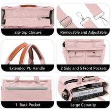 Corduroy Tote Bag Set (2PCS) For Women, Laptop Work Bags Crossbody Shoulder Hobo Messenger Handbag Purse Travel Gym Totes - 粉色 - 查看 4