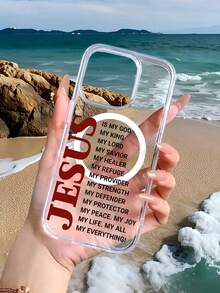Jesus Christian Faith Phrases Pattern Premium Magnetic Phone Case For Compatible With IPhone 16/16e/15/14/13/12/11/ProMax/Pro/Plus/XSMax/XS/X, For Compatible With Samsung Galaxy S22/S23/S24/S25/Plus/FE/Edge/Ultra,Fashion Female Summer Unique Android Y2k Cases Transparent Shockproof Anti-Drop Ultra-Thin Design Acrylic+Tpu Hard Back Non-Yellowing Clear Protection Cover Men Casing Girl Women Ultimate Protective Fundas Para Protectores De Celulares Accessories Friend Gift Aesthetic Protector Forro De Teléfono - 無色 - 查看 2