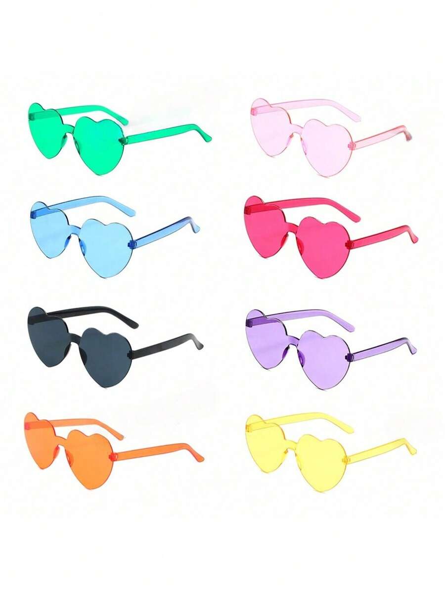 1 chiếc kính mát không gọng hình trái tim lấp lánh dành cho nữ màu thạch độc đáo dành cho tiệc tùng - Nhiều màu - Xem 1