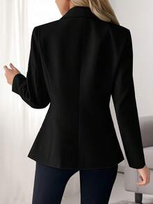 HOMEYEE 西装领长袖休闲、商务、职业装夹克，适合春、夏、秋、冬 - 黑色 - 查看 2