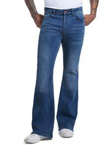 Men's Bell Bottom Jeans 60s 70s Outfits For Men,Mens Bell Bottoms Pants Flare Jeans Light Blue - 深色水洗藍 - 查看 5
