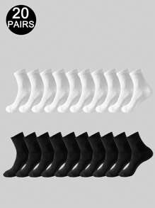 5 Pairs/10 Pairs/20 Pairs Of Children's Casual Socks, Medium Long Socks, White Socks, Winter Socks, Black Socks,Sports, Suitable For Ages 10-16