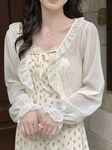 1 chiếc khăn choàng voan nhẹ cho nữ, thích hợp mặc với váy ngủ, áo choàng điều hòa thoáng khí - Nhiều màu - Xem 2