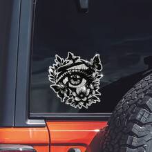 Pegatinas de coche de vinilo con silueta de ojos creativos y mariposa floral - Pegatinas de material similar a cristal y metal con efecto de piedras preciosas para vehículos y accesorios del hogar, camiones, vehículos todoterreno, puertas, ventanas, decoración trasera. El mejor regalo