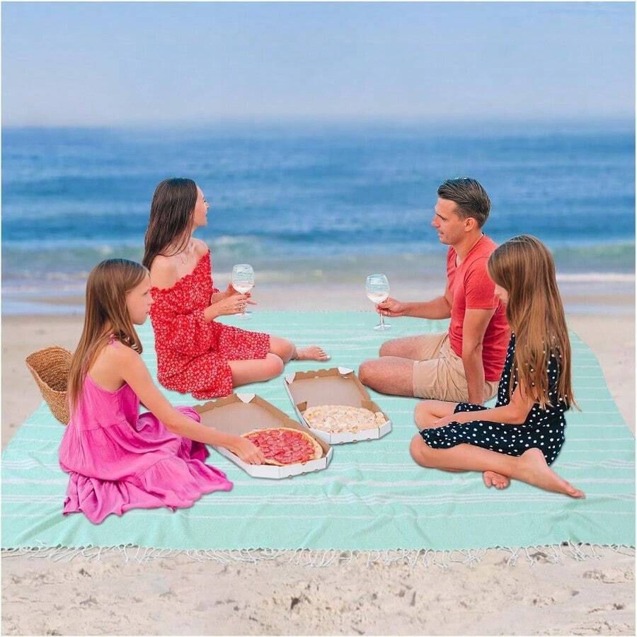 Giant Turkish Beach Towel Blanket Extra Large Boho Cotton Throw Blanket Pool Cloud Towel Quick Dry Sand Free Microfiber Sandrpoof Adult Women Lightweight Oversized XL Xll Big Jumbo Wide 2 Person Size