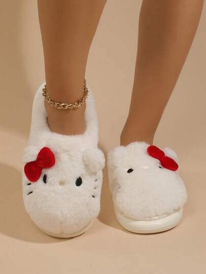 SANRIO Cartoon Plush Slippers For Youth & Girl - Cozy & Warm, Cartoon Shoes, Furry Slippers, Fluffy Slippers, Sole With Cute,  Characters  Designs - Perfect For Indoor Lounging For Winter