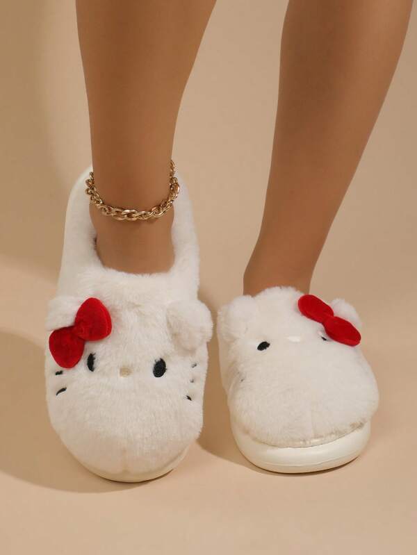 Sanrio Sanrio Cartoon Plush Slippers For Child & Youth & Girl - Cozy & Warm, Cartoon Shoes, Non-Slip Sole With Cute, Sanrio Characters Hello Kitty, Melody, Kuromi, Cinnamoroll Designs - Perfect For Indoor Lounging