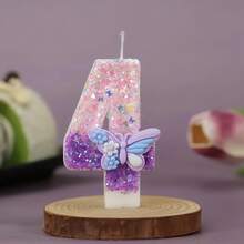 1pc Elegant Butterfly Numeral Birthday Candle 0-9, Glittering Cake Topper Decor For Wedding, Anniversary, Baby Shower, Bridal Shower, Birthday, Housewarming Party - Wax Cake Decorations - Butterfly - View 16