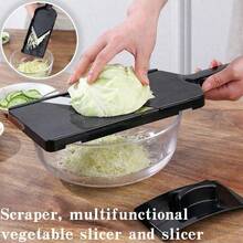 2pcs/1pc Cabbage Grater, Salad Slicer, Multi-Functional Vegetable Shredder And Slicer, Cabbage Shredder, Black/White, Vegetable Slicer, Cabbage Shredder, Salad Cucumber Potato Slicer, Shredder, Salad Shredder Tool, Vegetable Shredder, Kitchen & Dining Accessories, Vegetable Fruit Tools, Chopper And Slicer, Household Essential, Kitchen Essential, Kitchen Useful Tool - Multicolor - View 3