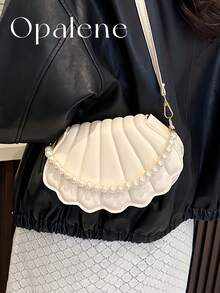 Crossbody Bags For Women, Shell Shaped Crossbody Bag, Fashionable Mini Shoulder Bag, Women's Faux Pearl Chain Handbag, Elegant Shell Purse Perfect For Parties Weddings Dinners & Banquets Matches Wedding Dresses Formal Wear Prom Gowns Birthday Outfits - 彩色 - 查看 7