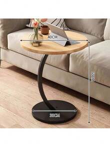Decorative Side Table, Round Corner, Support Sofa Bed, Multipurpose - Beis - Ver 2