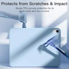 IPad Tablet Case Compatible With IPad (A16) 11th Generation Case 11 Inch 2025, For IPad 10th Generation Case 10.9 Inch 2022 With Pencil Holder, Slim Trifold Stand Protective Cover With Soft TPU Back, Sky Blue